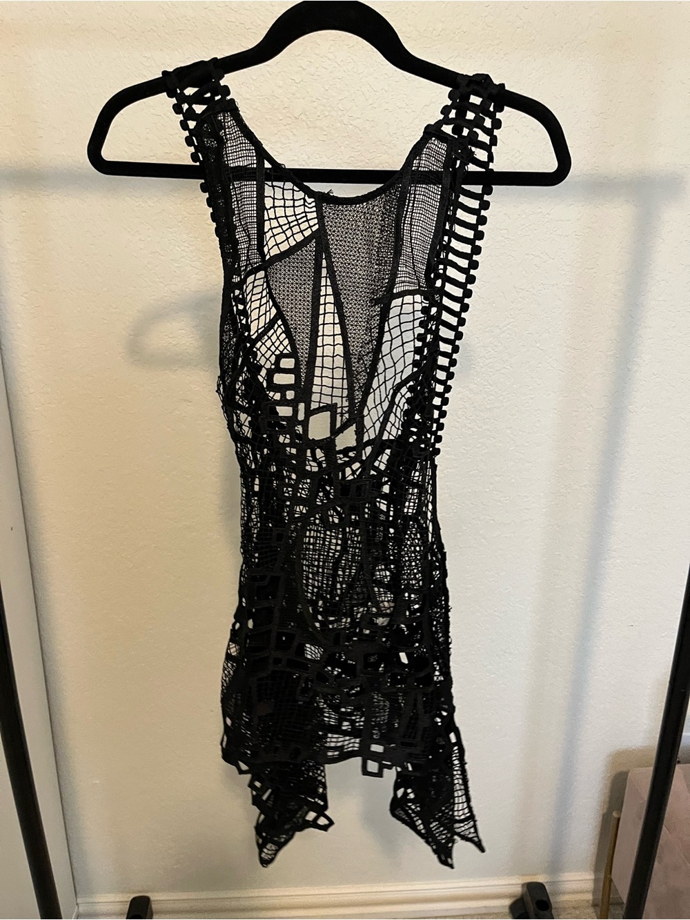 NWT - Black Crochet Mesh Tank Top